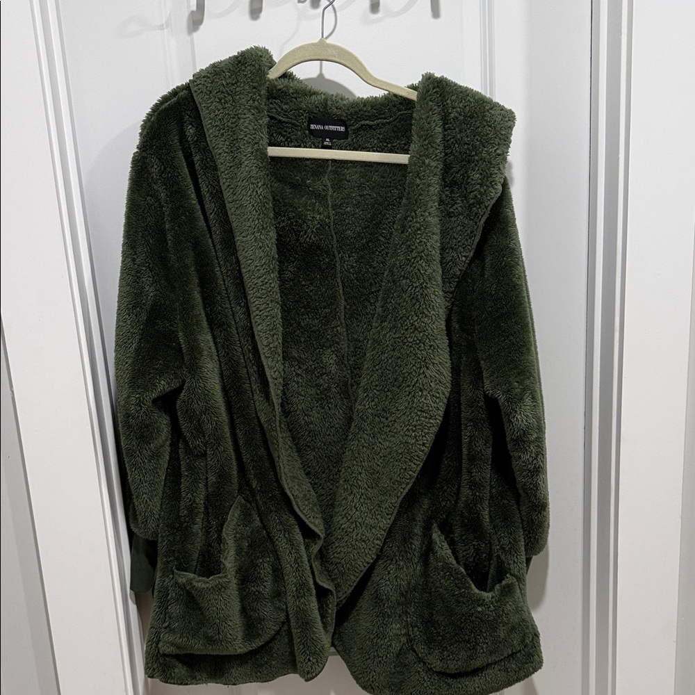 Zenana outfitters Sherpa Green Hooded Jacket